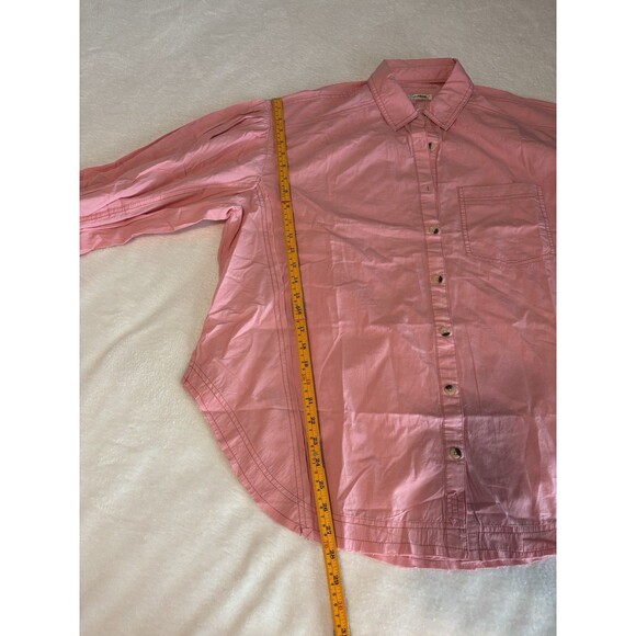 FREE PEOPLE Womens Poplin Tunic Top Button-Down Oversized Blouse Pink Small NWOT - Picture 8 of 8